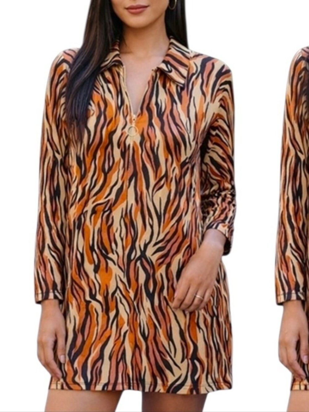 Show Me Your mumu Charlie Collar Royal Tiger Knit Dress Mobwife Size Large